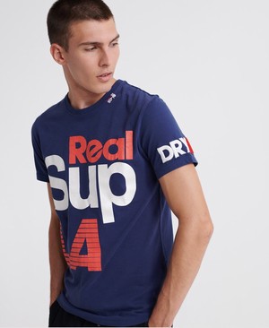 Superdry Super Heritage Férfi Pólók Sötétkék | JNVFH3892